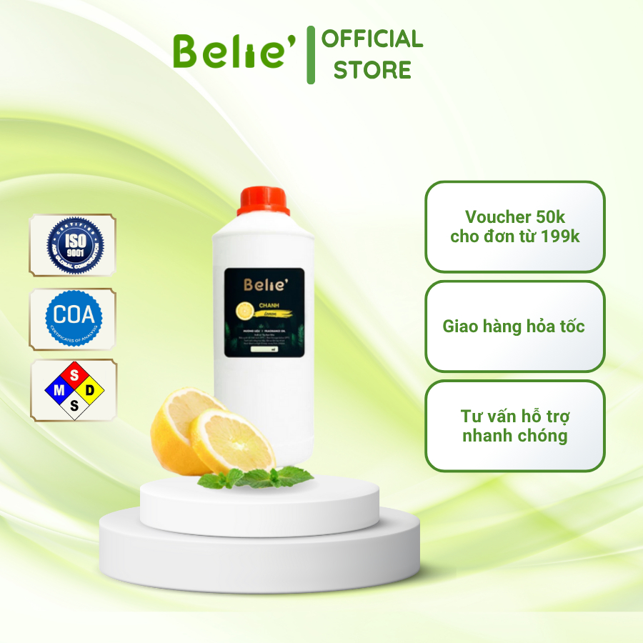 Hương Liệu Chanh Singarpore Belie Dùng Làm Nước Hoa, Nến Thơm, Xà Phòng, Xông Thơm 500, 1000ml