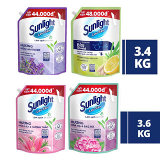  Nước lau sàn Sunlight Túi 3.6KG Tinh Dầu Thảo Mộc hương Hoa Lily & hương Thảo   Hoa Hạ Bạc Hà   Chanh Yuzu & Sả 