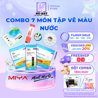 Combo 7 Món Tập Vẽ Màu Nước Mont Marte - Đủ Các Dụng Cụ Vẽ Cho Người Mới Bắt Đầu