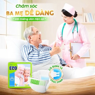 Combo 2 Gói Tã dán người lớn Eco, Bỉm dán người già Eco thấm hút cao, dày dặn, siêu tiết kiệm size M/L 10 miếng 68-122cm