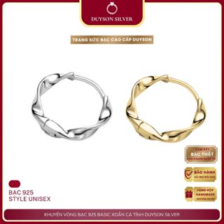 Khuyên tai bạc nữ basic Duyson Silver vòng tròn xoắn cá tính bông tai bạc dễ thương cá tính [KVTTKX1]