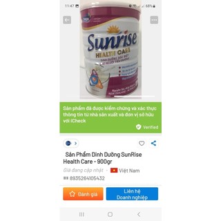SỮA BỘT DÀNH CHO NGƯỜI TIỂU ĐƯỜNG SUNRISE HEALTH CARE 900GR