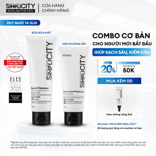 Combo chăm sóc da làm sạch bảo vệ toàn diện cho nam Men Stay Simplicity Starter Duo: Sữa rửa mặt x Kem dưỡng ẩm