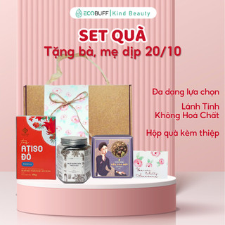  Quà 20 10 8 3 cho bà cho mẹ Ecobuff - Set quà gồm Muối ngâm chân thảo dược Túi chườm Dầu xoa bóp Trà 