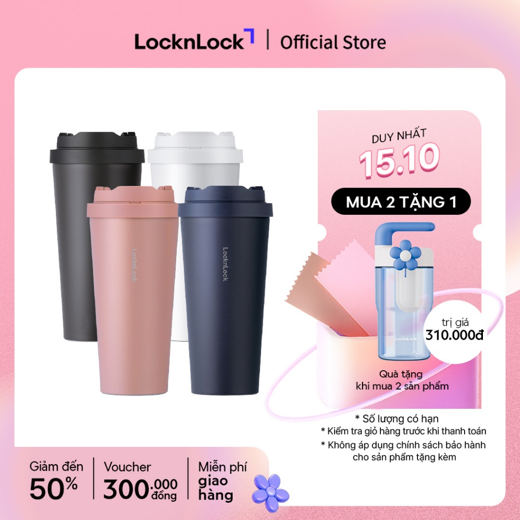 Bình giữ nhiệt Lock&Lock Energetic one-touch thép không gỉ 316L 550ml và 400ml - LHC3249 (4 màu)