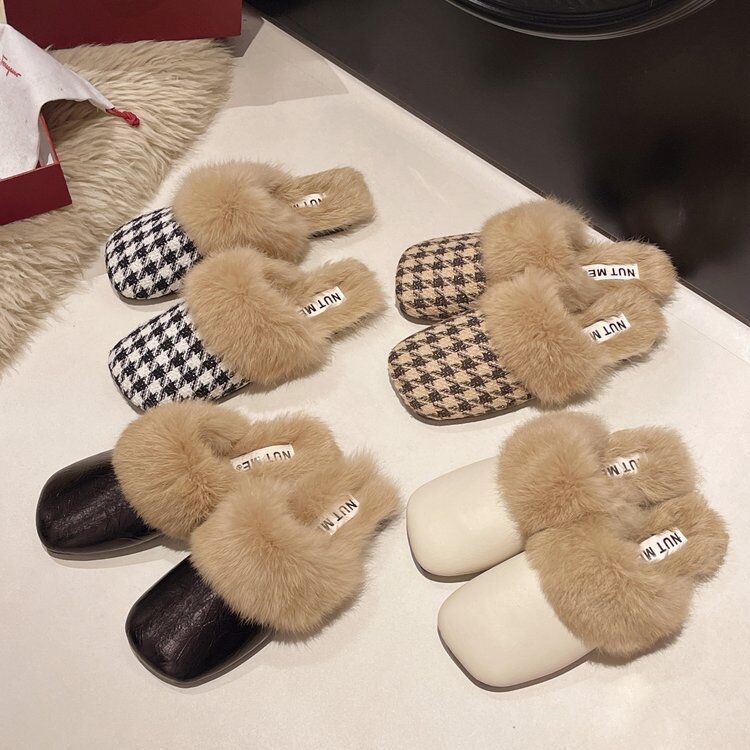 Dép Lê Nhà Lông Mùa Đông 2025 - Dép Lông Mulet Nữ Pháp Sang Chảnh - Lót Lông Siêu Ấm, Đi Chơi Hay Ở 