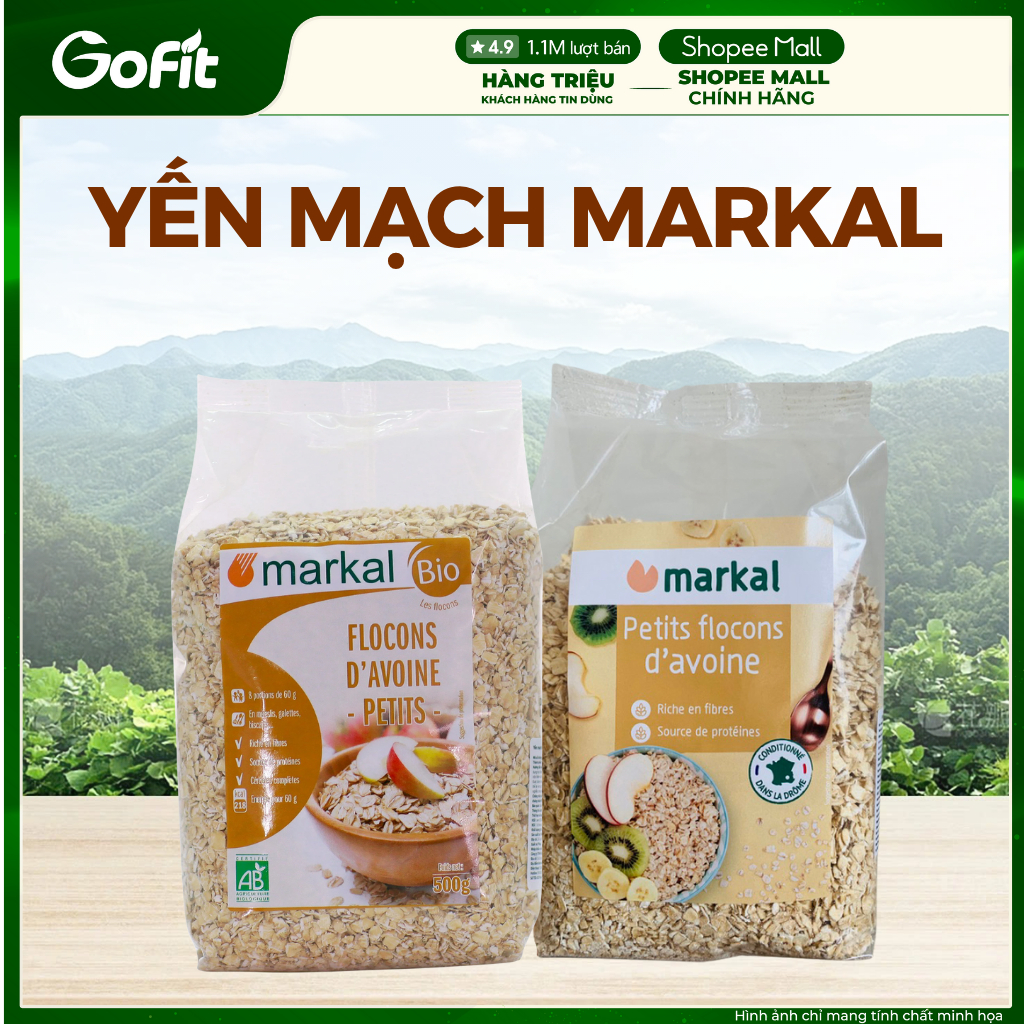 Yến Mạch Cán Mỏng Hữu Cơ Markal 500g Pháp Food, Thức Ăn