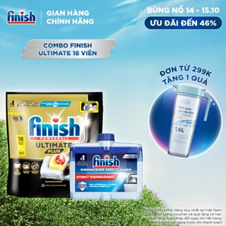 Combo Viên Rửa Chén Bát Finish Powerball Ultimate Plus Intensive Lemon Sparkle 18 Viên + Dung Dịch Vệ Sinh Máy 250ml