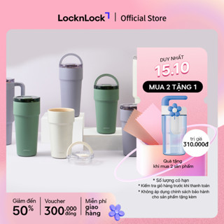 Bình giữ nhiệt LocknLock Metro cafe top handle phủ sứ LHC4416 710ml / LHC4419 900ml có quai xách và ống hút đi kèm