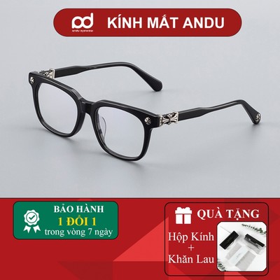 Gọng kính cận thời trang nam nữ ANDU hoạ tiết cổ điển dáng vuông nhựa cao cấp - 2273