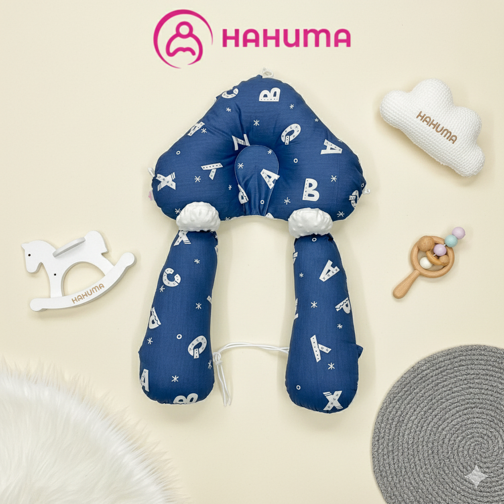 Gối Chữ U Cho Bé Sơ Sinh Đa Năng Hahuma – Gối Ôm Chặn Chống Giật Mình, Cotton Êm, Dễ Giặt
