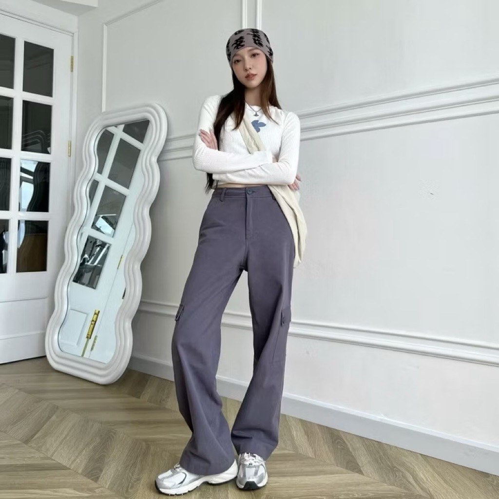 Quần cargo xám dài Janet studio