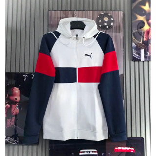 Áo Khoác có Mũ Màu Đỏ Trắng , Áo Khoác Thun Lạnh Cao Cấp, Thể Thao Nam Nữ Line Xuông Màu Trắng Trơn, Chất Vải Mềm, Mịn