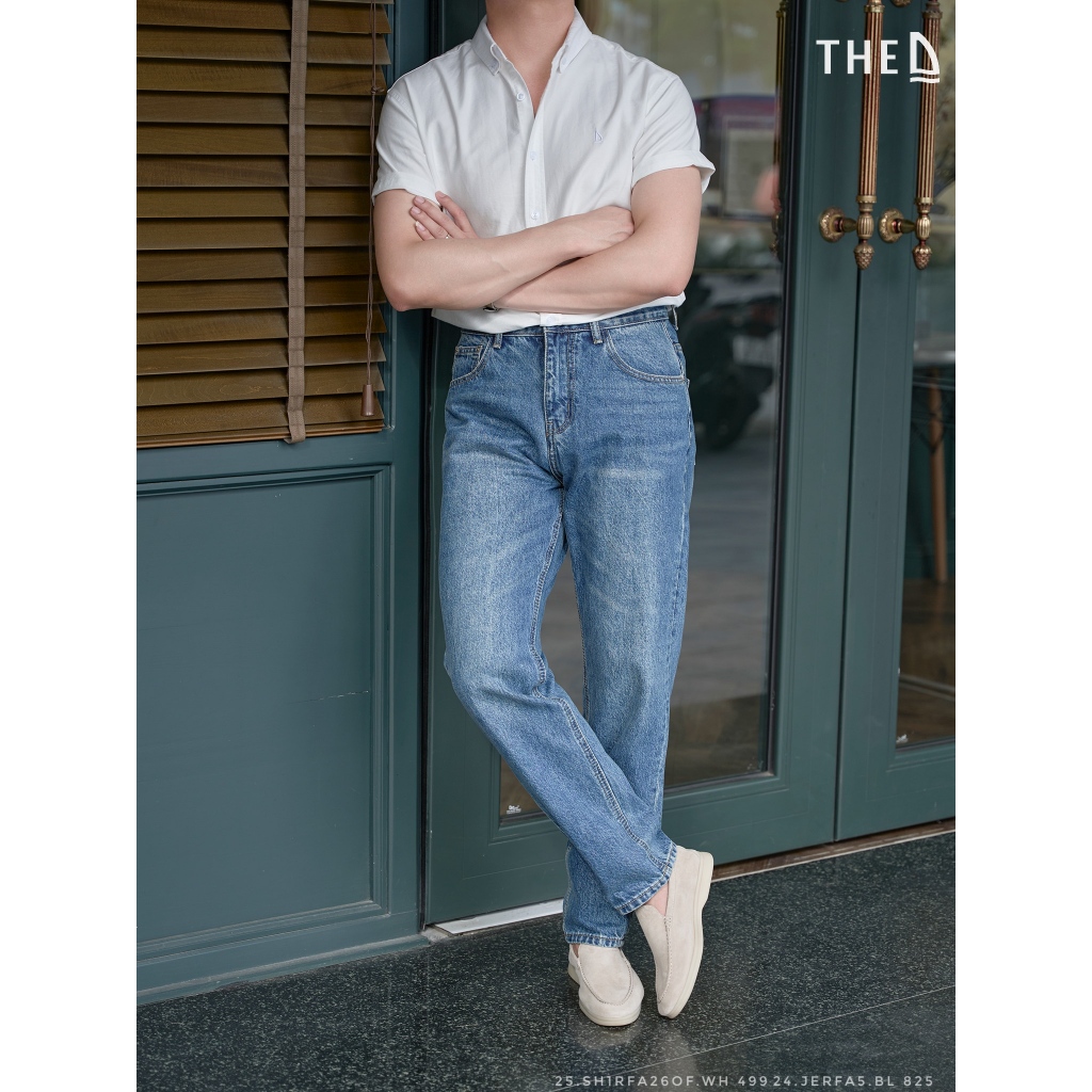 Quần Jeans Cạp vừa THE D dáng REGULAR FIT, chất liệu Jeans Cotton co giãn nhẹ, bền màu 24.JERFA5