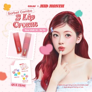 Combo 02 Son Kem GSLAY Sorbet Lip Cream mịn lì thuần chay che phủ rãnh môi giữ màu lâu trôi không khô môi (4gx2)