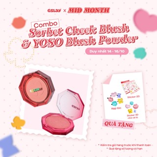 Combo GSLAY SORBET Má hồng kem hoá phấn thuần chay mịn lì (5g) & GSLAY YOSO Phấn má hồng mịn lì lên chuẩn màu (5g)