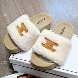  Dép Lông Nữ Quai Ngang Đi Trong Nhà Mũi Tròn Đế Bánh Mì - Trinh Lê Shop Giày Dép 011 