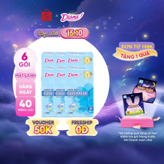 Bộ 6 Băng vệ sinh Diana hàng ngày Sensi Cool Fresh gói 40 miếng