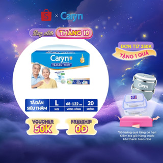 Tã/Bỉm dán người lớn siêu thấm Caryn dành cho người hạn chế khả năng đi lại Size L (8/10/20/40pcs)(tặng miếng ngẫunhiên)
