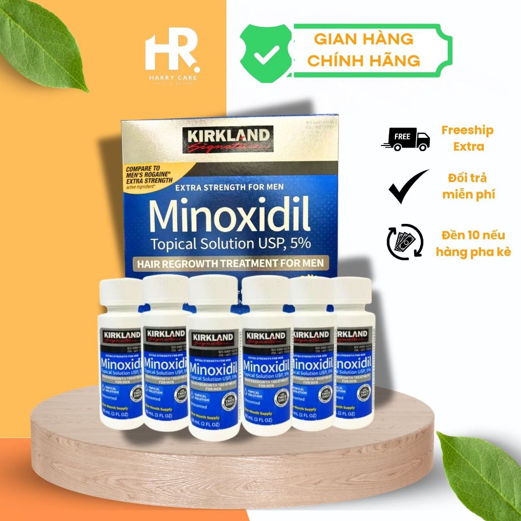 1 Hộp Minoxiidl 5% full 6 Chai Xịt Mọc tóc Mọc râu có Bơm - Xịt Minoxidil 5% Lỏng