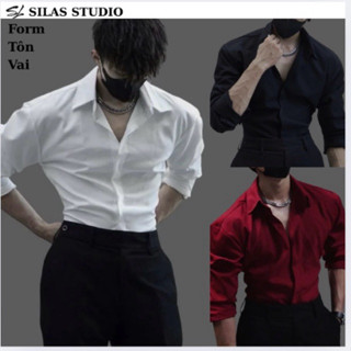 Áo Sơ mi nam TD Trơn Cotton Chéo Nam Giấu Cúc Thoáng Mát Form Hack Vai