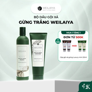 Bộ dầu gội và dầu xả chính hãng Weilaiya tinh chất gừng hỗ trợ mọc tóc ngăn rụng tóc cho da đầu dầu