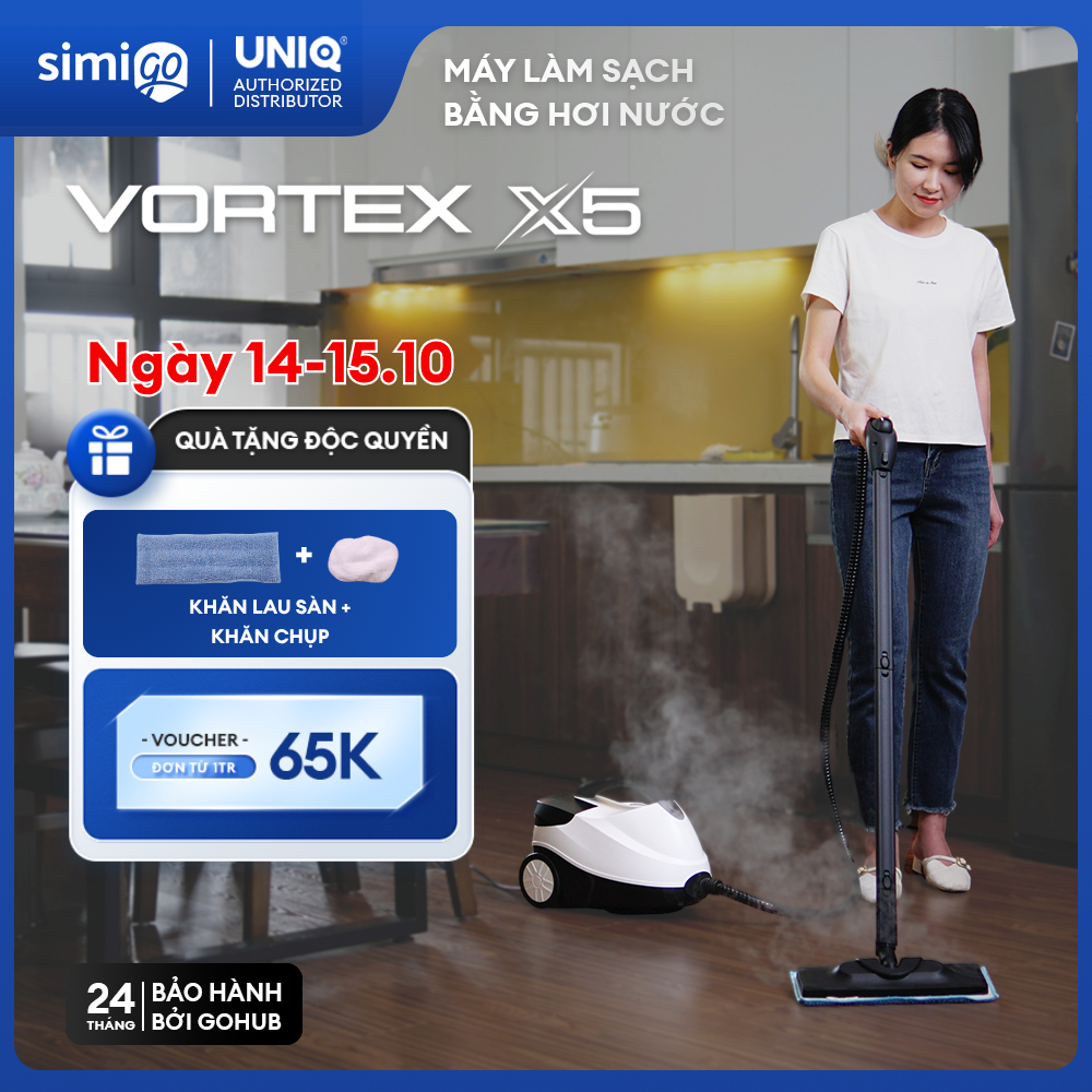Máy làm sạch hơi nước nóng UNIQ Vortex X5 lau nhà đa năng xịt rửa vệ sinh nội thất ô tô nhà bếp sofa máy lạnh 2000W 1.5