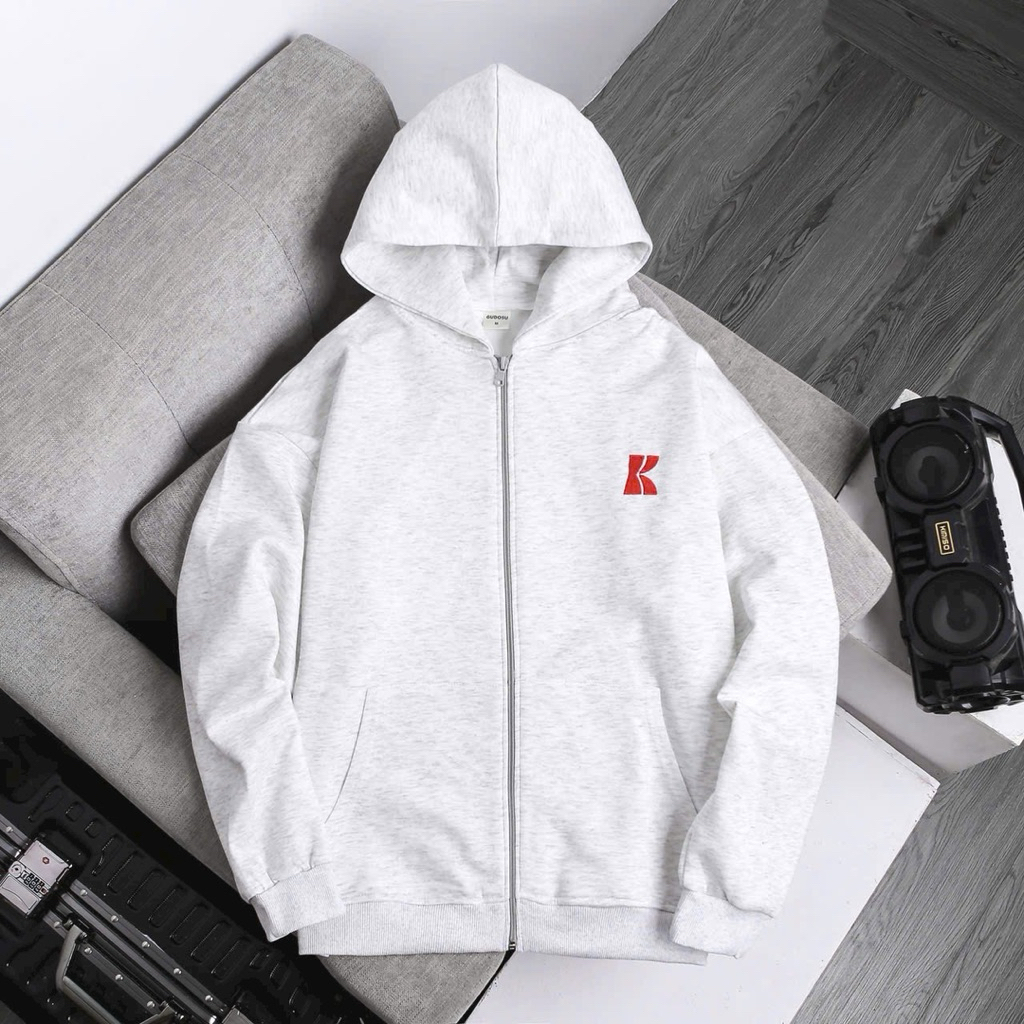 Áo Khoác Nam Nữ Hoodie Zip Nỉ Khoá Kéo Logo Chữ k Thêu Unisex Nam Nữ.Áo Khoác Ngoài,Áo khoá kéo
