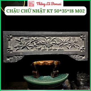 Chậu Cảnh Cảnh Chữ Nhật KT 50*35*18 Sơn Giả Đá M02 – Chậu Trồng Cây Bonsai - Bền Đẹp, Giữ Ẩm Tốt