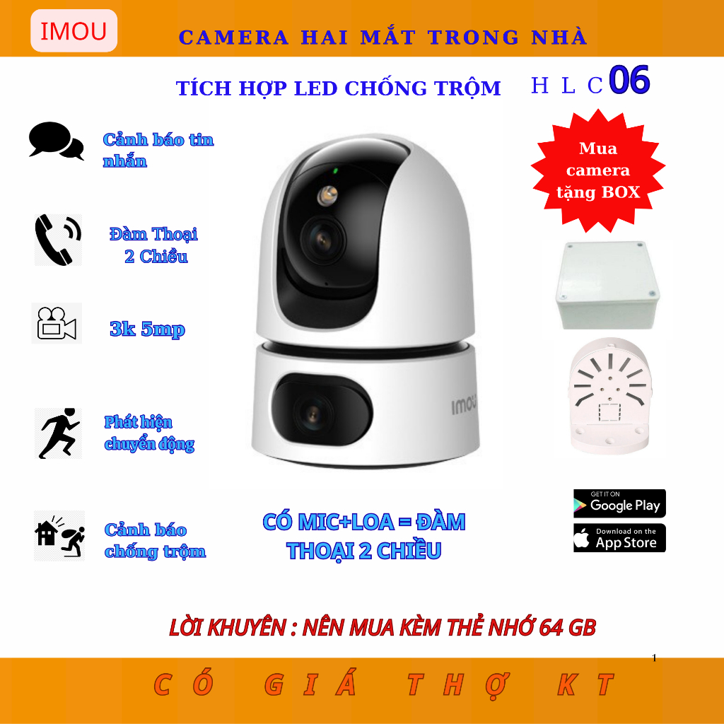 Camera IMOU Hai Mắt Trong Nhà Cruiser Dual 6MP/10MP .Thiết bị giám sát an ninh .