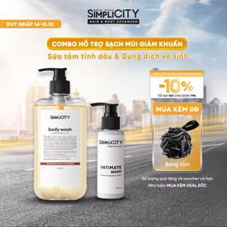 Bộ sản phẩm tắm sạch toàn thân cho nam: Sữa tắm 500ml và Dung dịch vệ sinh nam 80ml Men Stay Simplicity