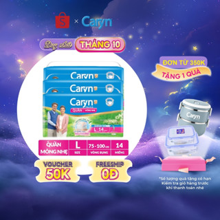 [V] Bộ 3 Tã/Bỉm Quần Người Lớn Caryn Mỏng Nhẹ Chống Tràn Dành Cho Người Già Có Thể Tự Đi Lại Size M/L/XL