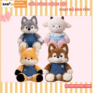 Gấu bông động vật chạy bộ đáng yêu, Thú nhồi bông Thỏ Cừu Cáo Chó Cún lông xù cao cấp làm quà tặng cho bé