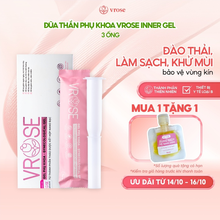[Chính hãng] Đũa thần phụ khoa VROSE - Inner Gel hỗ trợ giảm viêm ngứa, cân bằng PH, lành tính - Hộp 3 ống