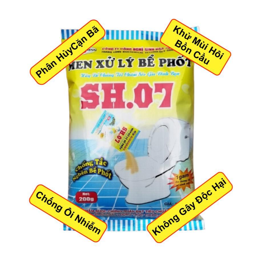 [Mua Sỉ] - Gói Sinh Học Phòng Tắc Nghẽn Hầm Cầu SH07,  Khử Mùi Hôi, Làm Tiêu Phân Gói 200g