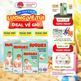Bỉm Tã Quần Huggies Airsoft Siêu Mềm Thoáng - Thấm Hút 12H - Size M/L/XL/XXL - nepshop1