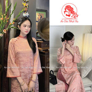 Áo Dài Cách Tân Lụa Gấm Hoa Viên Dáng Suông Đính Cúc Nổi Bật Nhẹ Nhàng, Duyên Dáng - Áo Dài Nhật Hạ