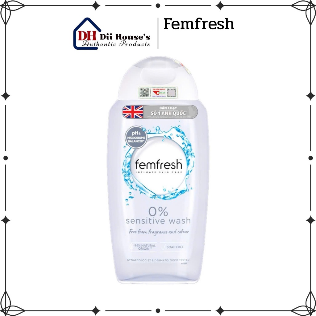 [Nhập khẩu] Dung dịch vệ sinh phụ nữ Femfresh 0% Sensitive Wash 250ml - Femfresh xám - dii.