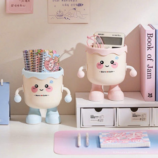  Thùng Rác Mini Để Bàn Có Nắp Và Hộp Khăn Giấy Hình Mặt Cười Cốc Uống Nước Born Cute - Combo Văn Phòng Dễ Thương 