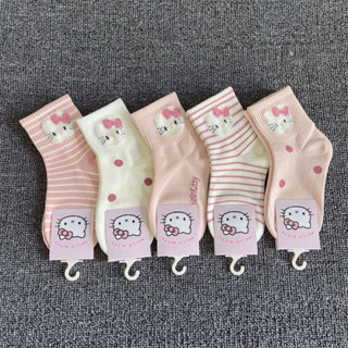  Set 5 đôi tất Hello Kitty màu hồng pastel cho bé chất len đanh mịn hàng quảng châu 