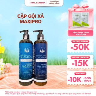  Cặp Dầu Gội Xả ngăn gãy rụng,kích thích mọc tóc dưỡng tóc mềm mượt giảm gàu phục hồi tóc hư tổn  Maxipro 500ml 