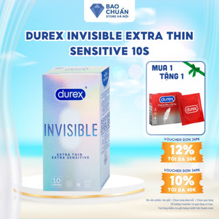 [MUA 1 TẶNG 1] [GIAO HỎA TỐC]Bao Cao Su Durex Invisible Extra Thin/Sensitive 10 cái Siêu Mỏng Ôm Sát Nhiều Bôi Trơn 52mm