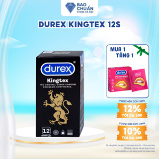 [MUA 1 TẶNG 1] [GIAO HỎA TỐC] Bao Cao Su Durex Kingtex 12s Siêu Mỏng Nhẹ Ôm Sát Vừa Vặn Nhiều Gel Bôi Trơn 49mm - 12 bao