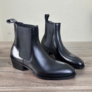  Giày Da Nam Chelsea Boot Da Bò Thật Cao Cấp Thương Hiệu Viboots Đế Phíp Gỗ Tăng Chiều Cao 5cm Giày Da Nam Công Sở 