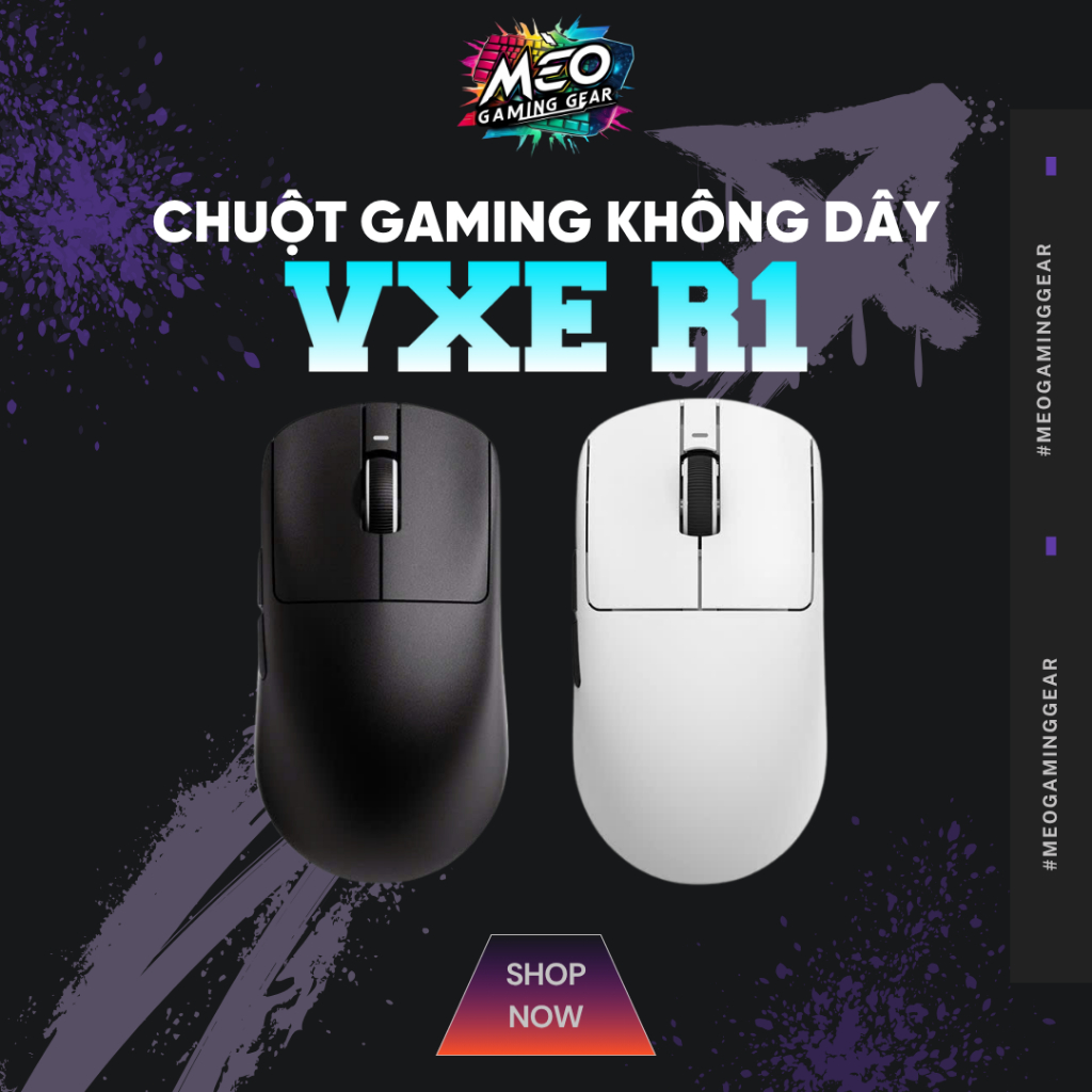 Chuột Gaming Không Dây VXE R1SE | PRO MAX - Chip PAW3395 - Chuột không dây phù hợp cho PC, laptop