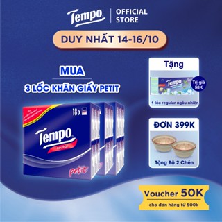 [MUA 3 LỐC TẶNG 1 LỐC REGULAR] Khăn Giấy Bỏ Túi Cao Cấp Tempo Petit 18 Gói, 4 Lớp Bền Dai, Thương Hiệu Đức