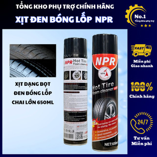  Chai xịt bóng lốp phục hồi dưỡng đen lốp ô tô xe máy NPR - HOT TIRE 650ml 