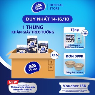 [MUA 1 THÙNG TẶNG 3 GÓI + 1 TÚI VINDA + 8 MÓC TREO] Khăn giấy treo tường cao cấp Vinda Prestige 4D 3 lớp 212 tờ