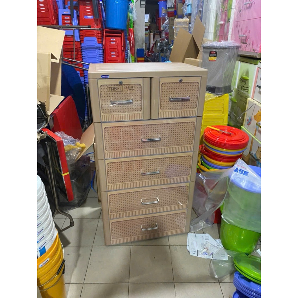 Tủ nhựa duy Tân TABI-L 5 ngăn , tủ nhựa duy Tân 7 tấc màu nâu , tủ nhựa duy Tân giả gỗ