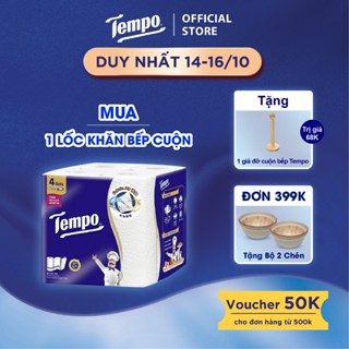 [MUA 1 LỐC BẾP CUỘN TẶNG 1 GÓI KHĂN ƯỚT] Khăn Giấy Bếp Tempo Dạng Cuộn Đa Năng, Siêu Thấm - Thương Hiệu Đức